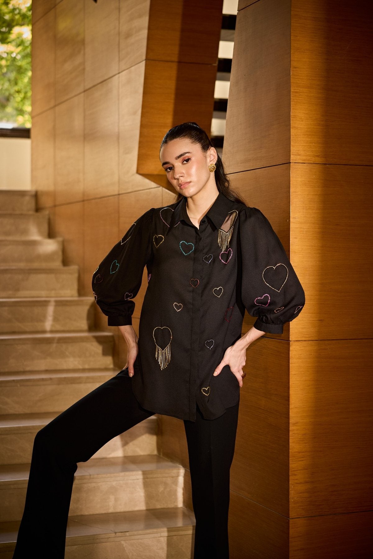 HEART EMBELLISHMENT SHIRT