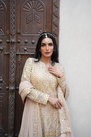 BEIGE PARISAA SHORT ANARKALI WITH DHOTI