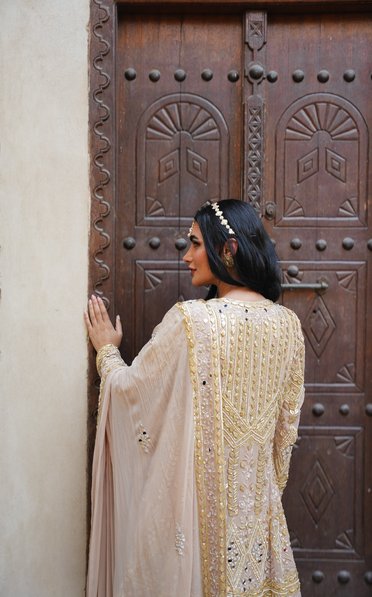 BEIGE PARISAA SHORT ANARKALI WITH DHOTI