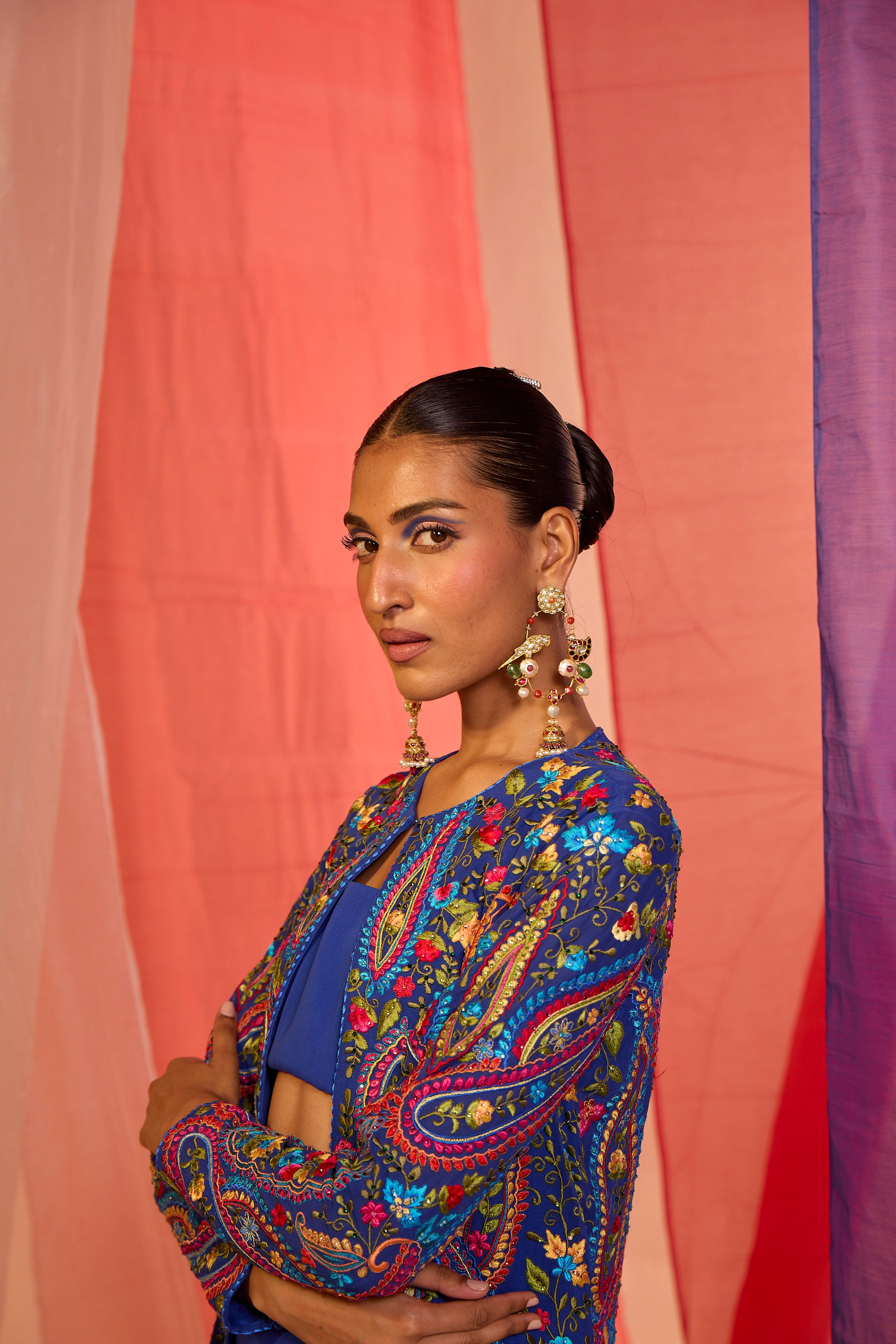 Multi Colour Jacket with Kalidaar Sharara & Bustier - S400