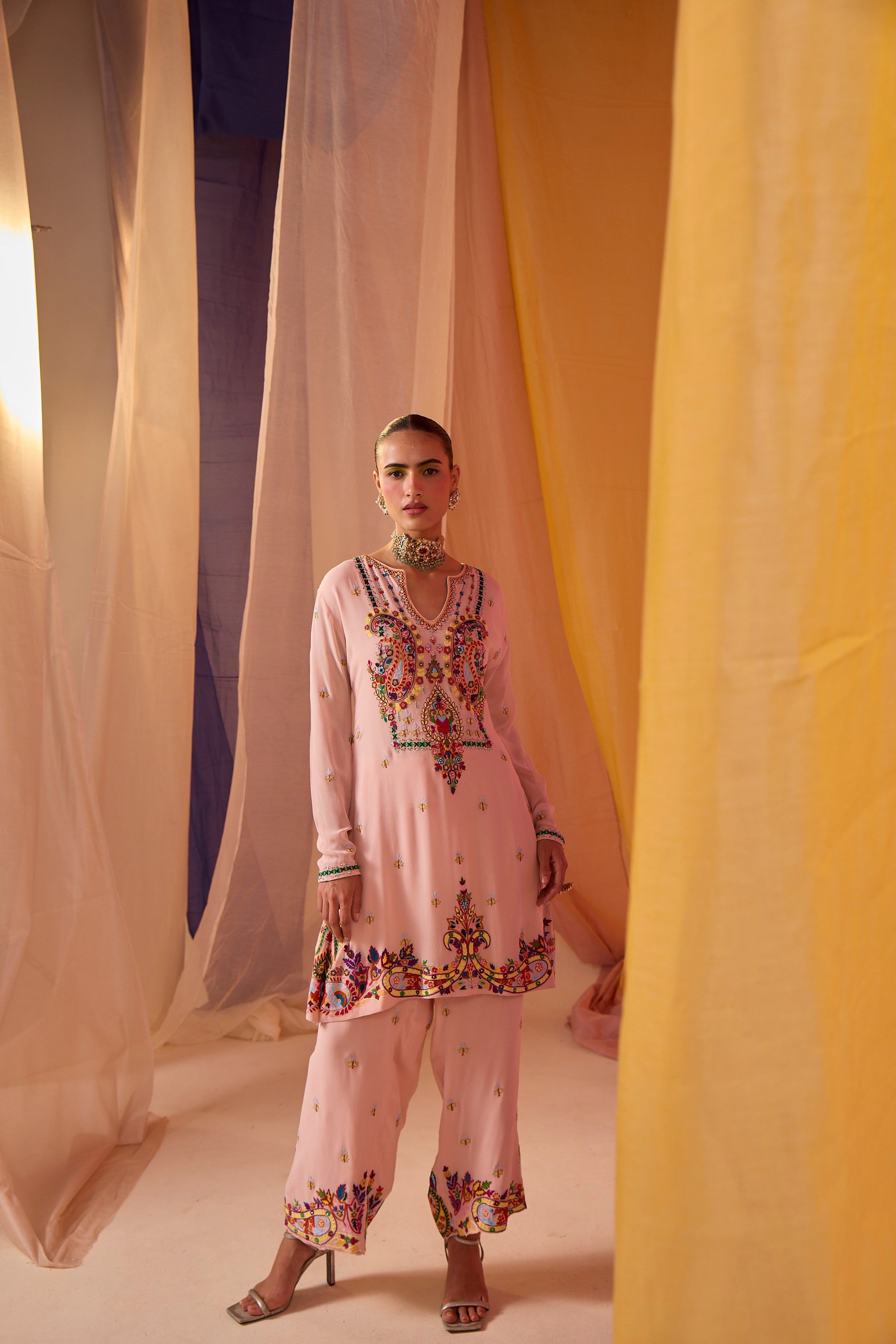 Multi Colour Kurta with Pants - S396