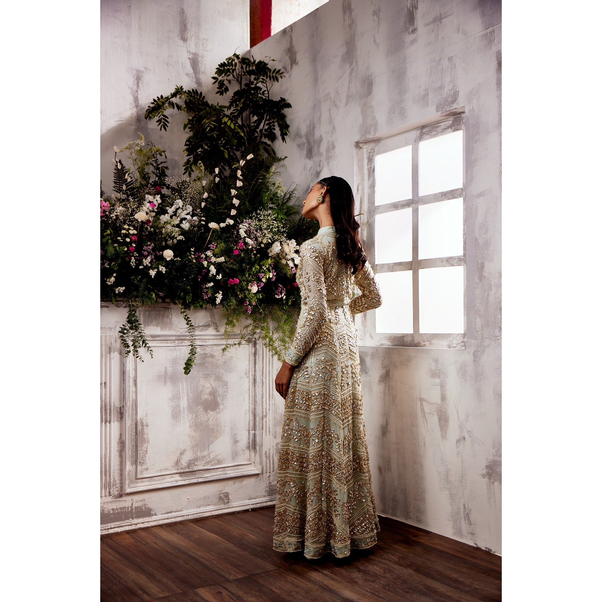 SEA GREEN GOTA ANARKALI