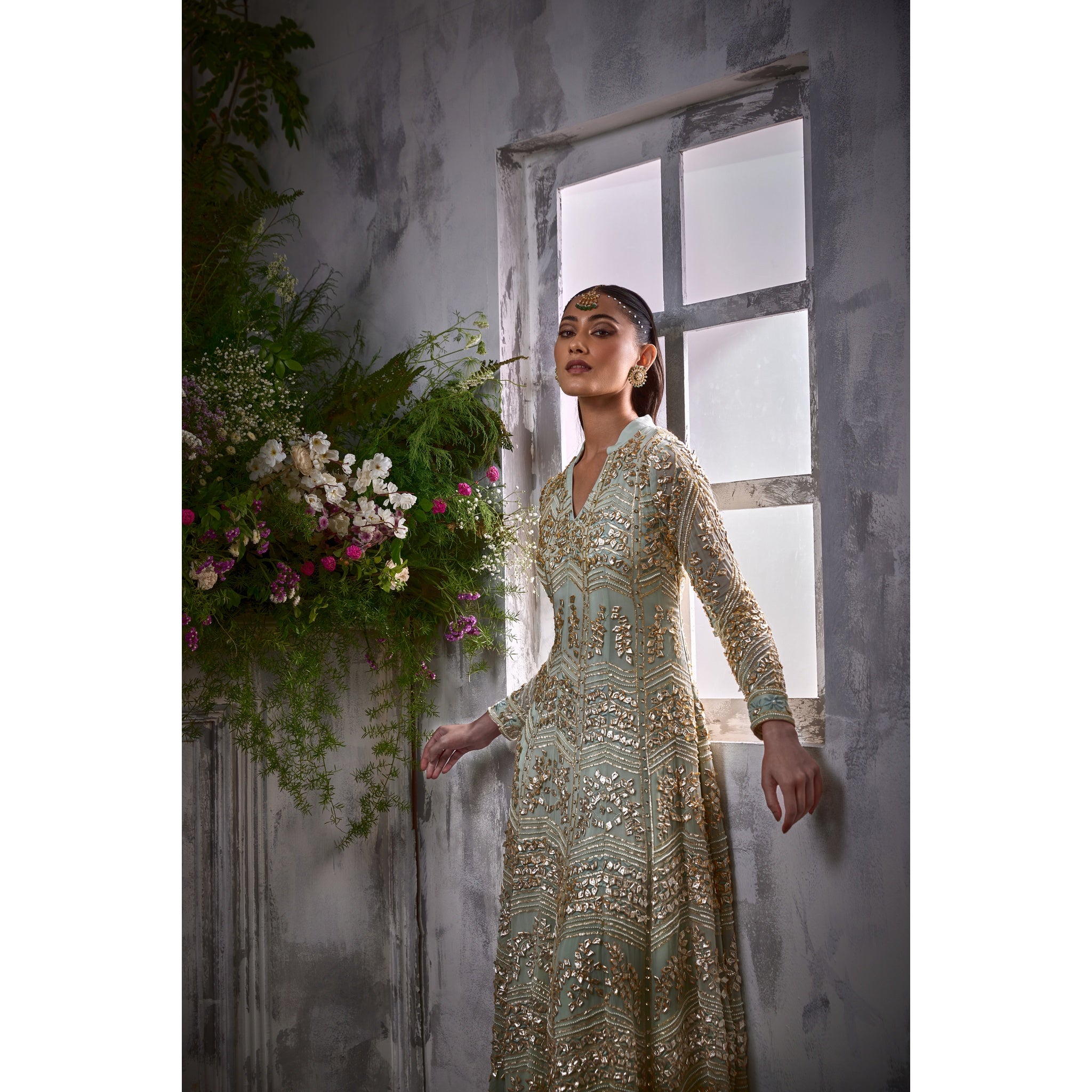 SEA GREEN GOTA ANARKALI
