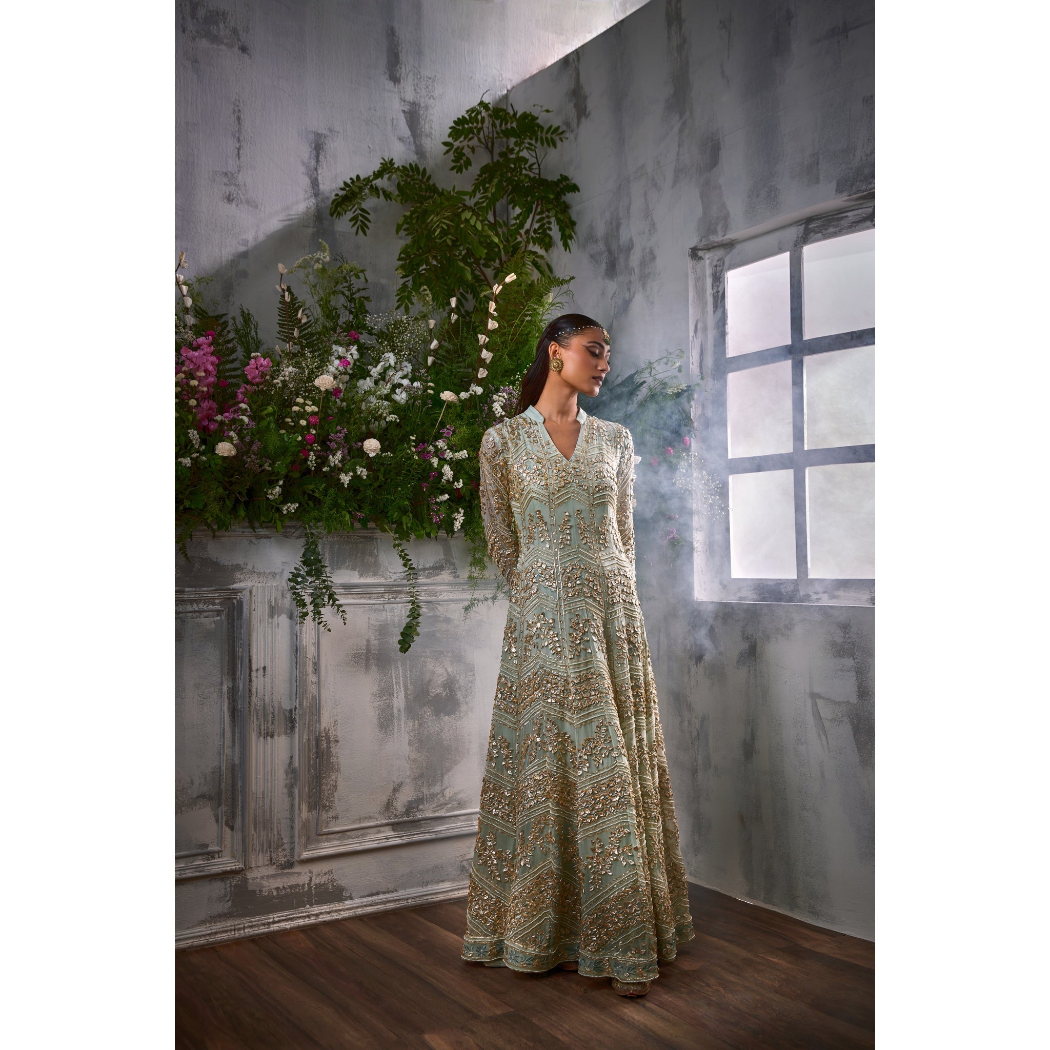 SEA GREEN GOTA ANARKALI