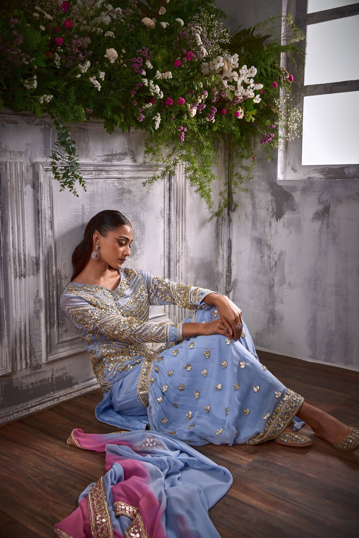 SKY BLUE GOTA SHARARA