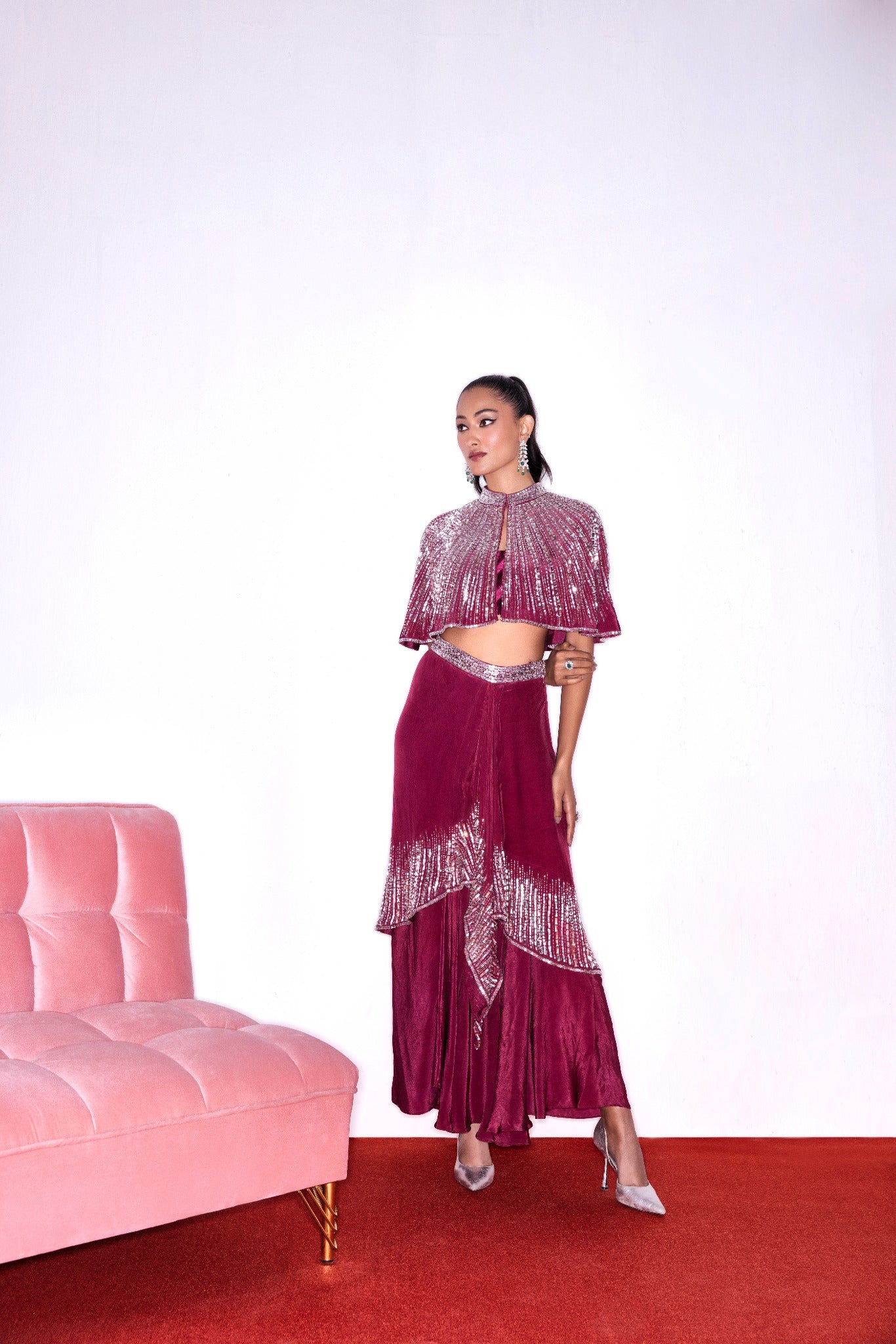 RUBY RED CAPE & SKIRT SET