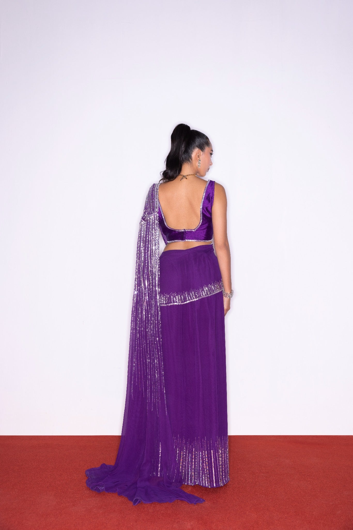 PURPLE DRAPE SAREE