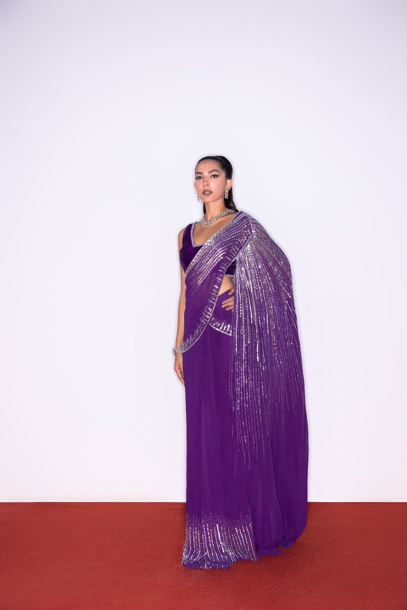 PURPLE DRAPE SAREE