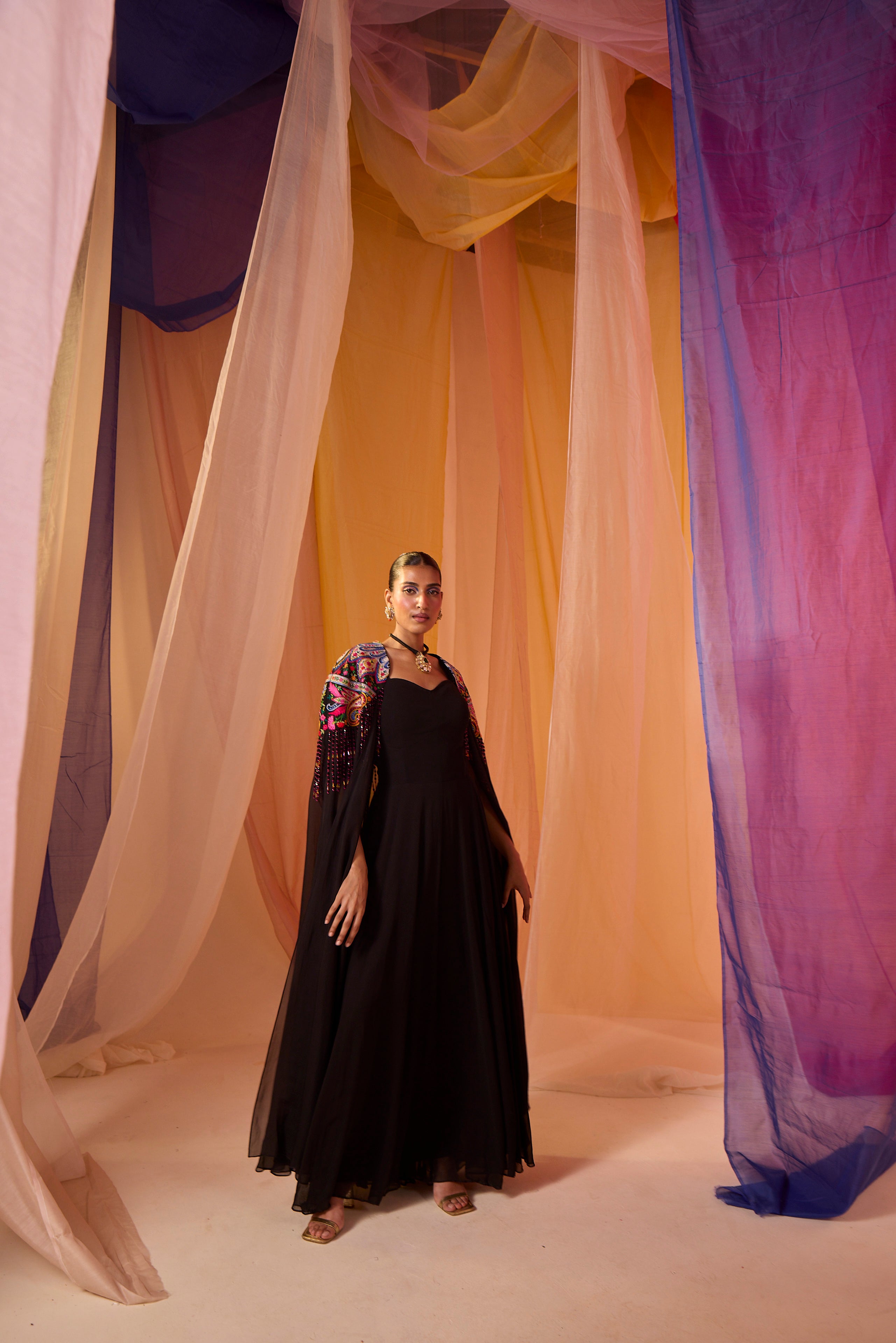 Multi Colour Cape with Anarkali - S390