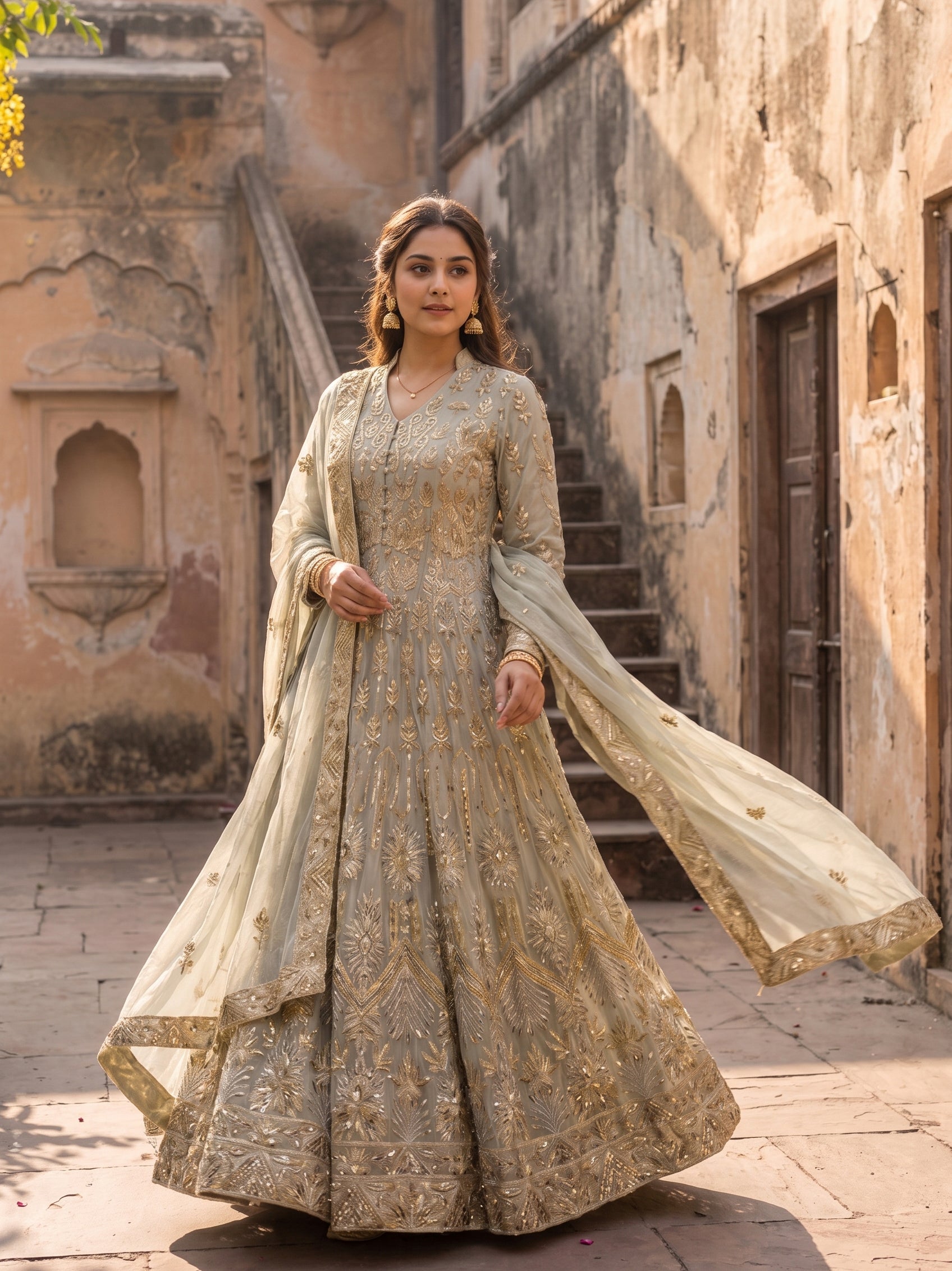 ROOHAB ROYAL SEA GREEN ANARKALI