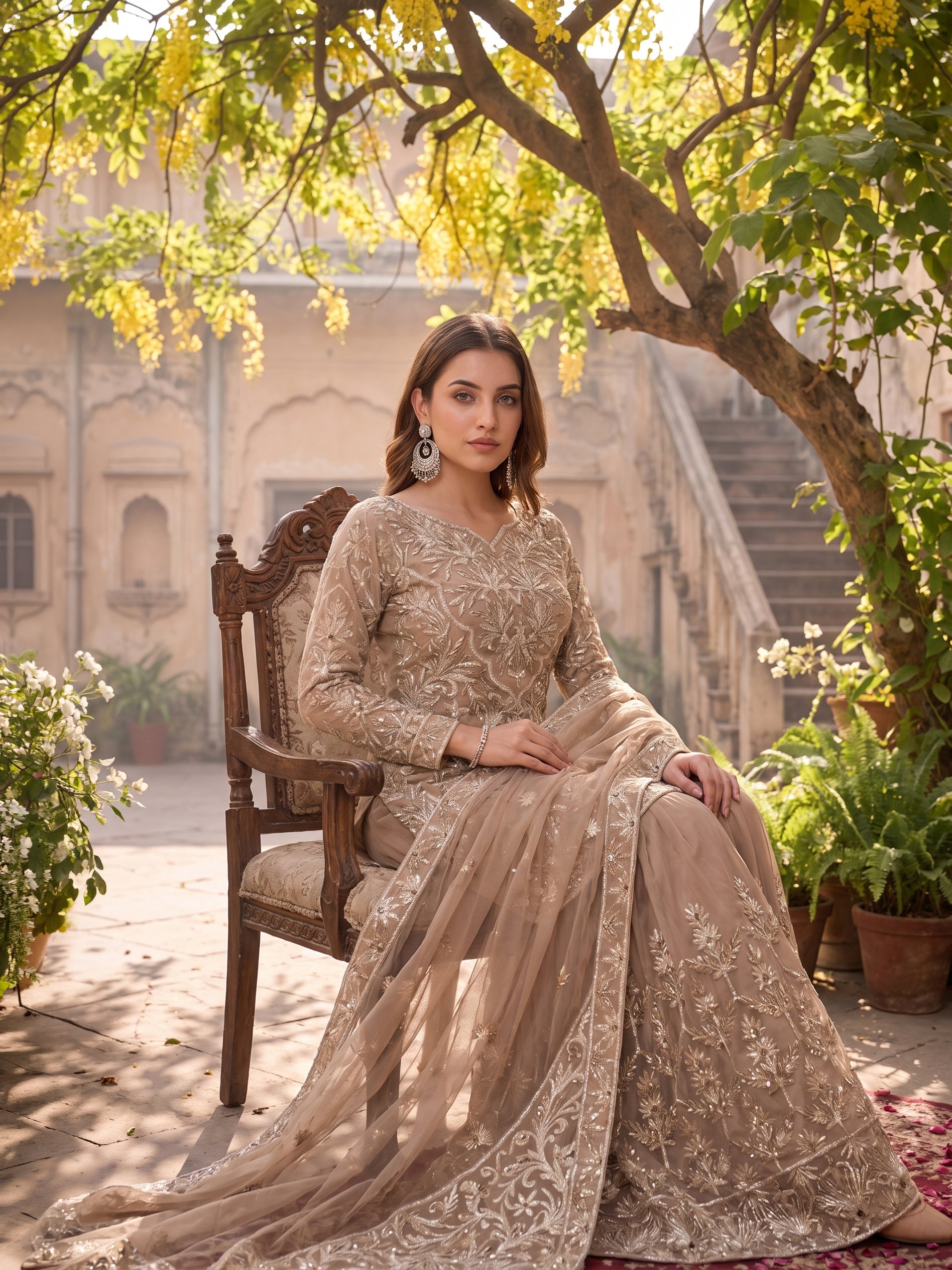ROOHAB BEIGE SHARARA SET