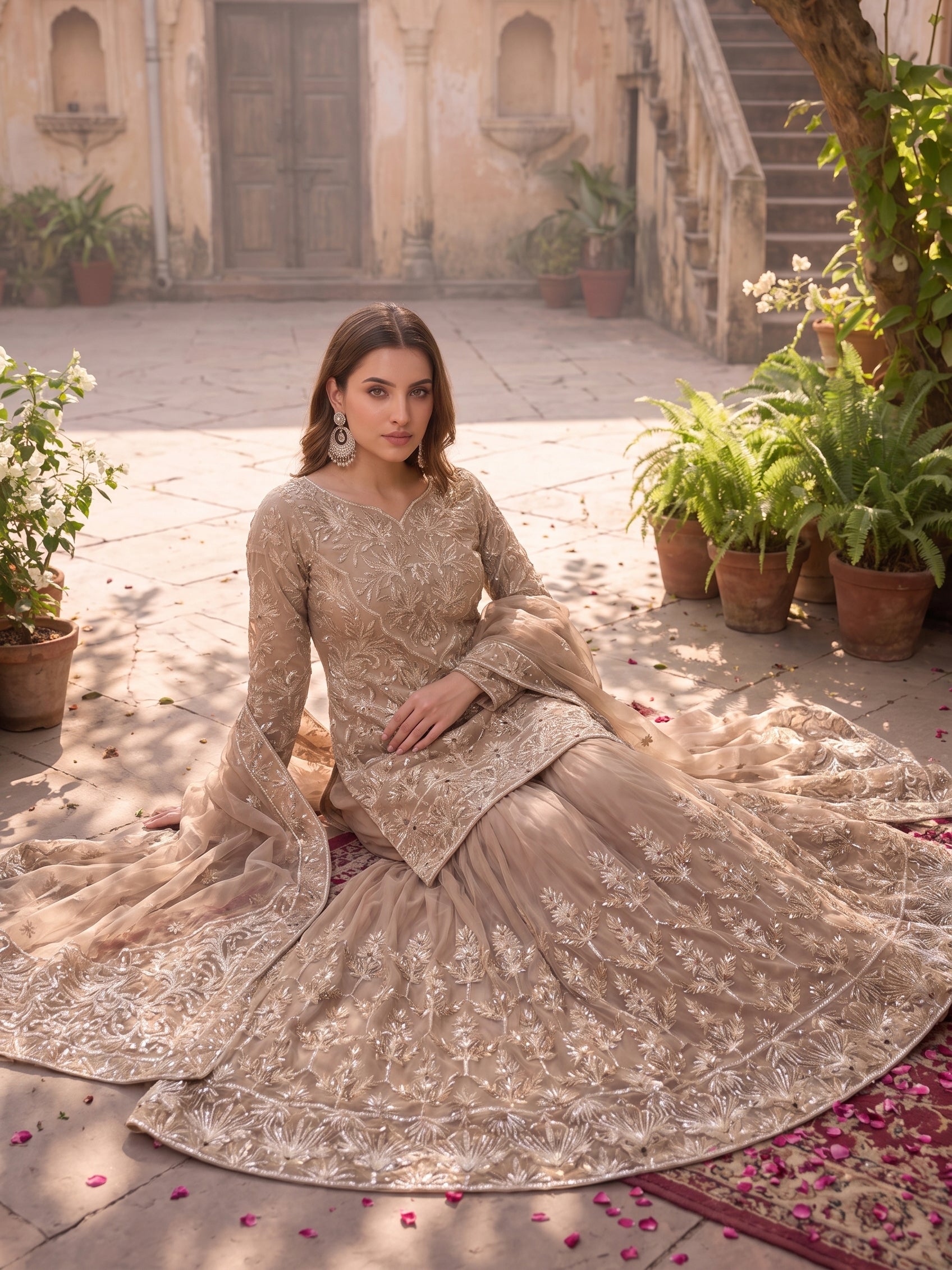 ROOHAB BEIGE SHARARA SET