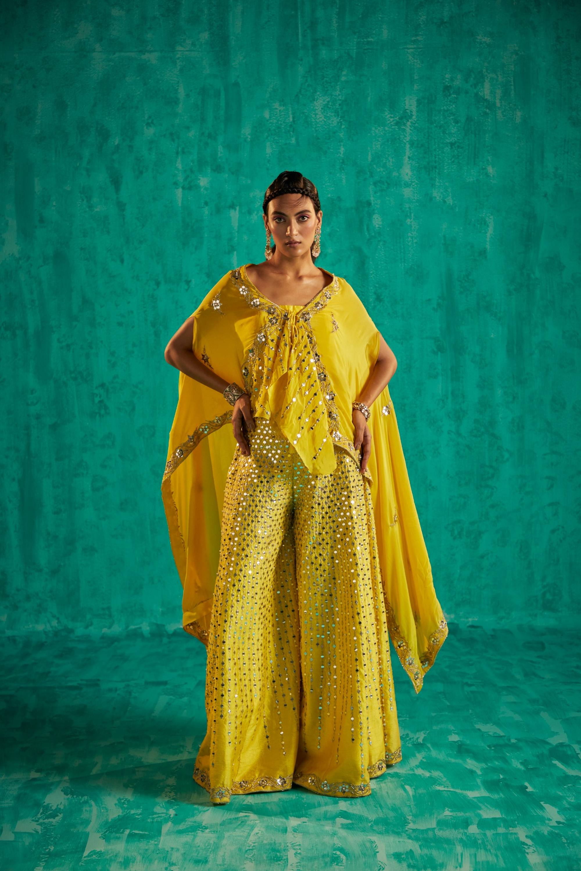 ASSYMETRICAL CAPE PAIRED WITH OUR SIGNATURE SHARARA PANTS - S194