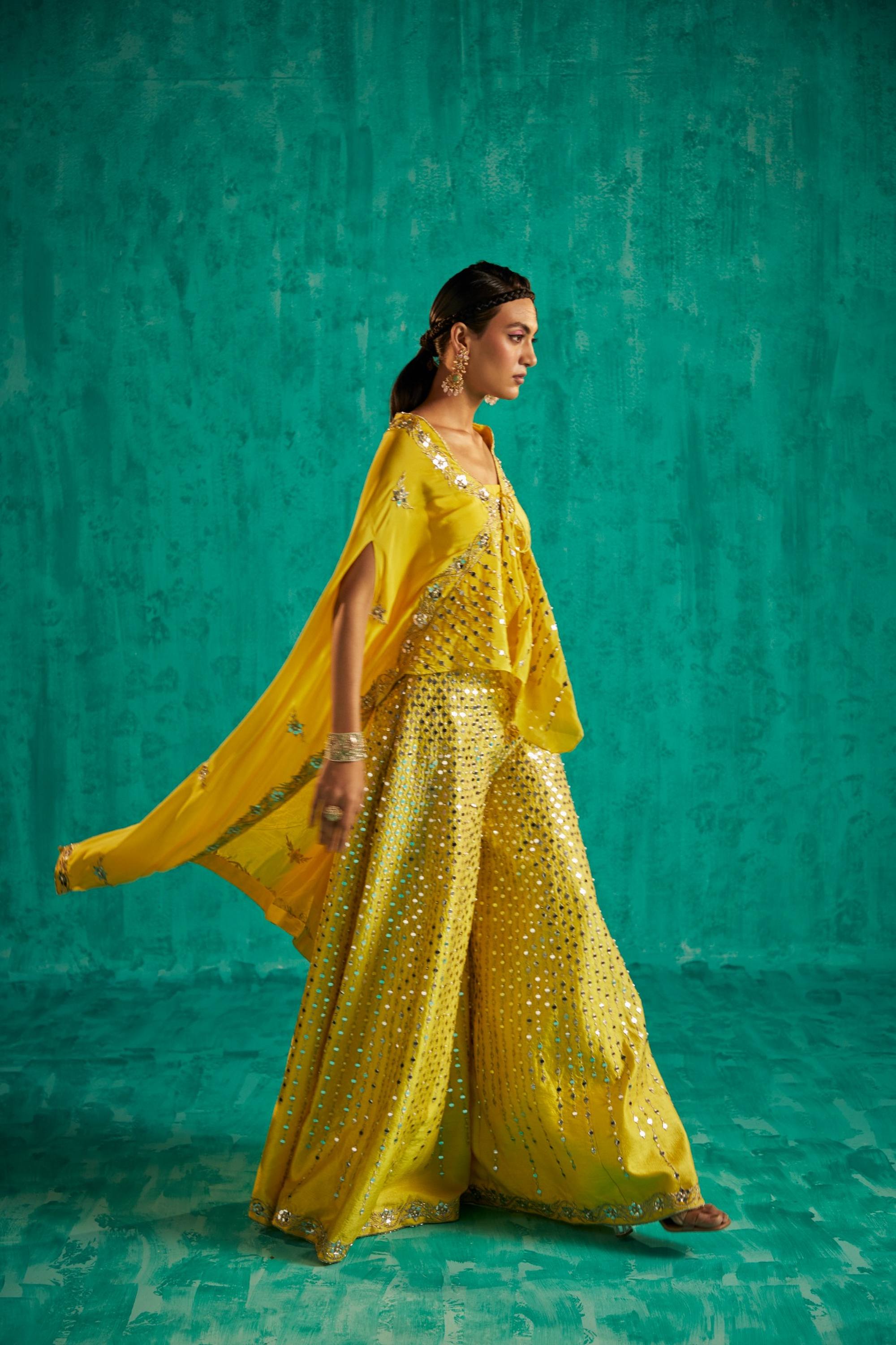 ASSYMETRICAL CAPE PAIRED WITH OUR SIGNATURE SHARARA PANTS - S194