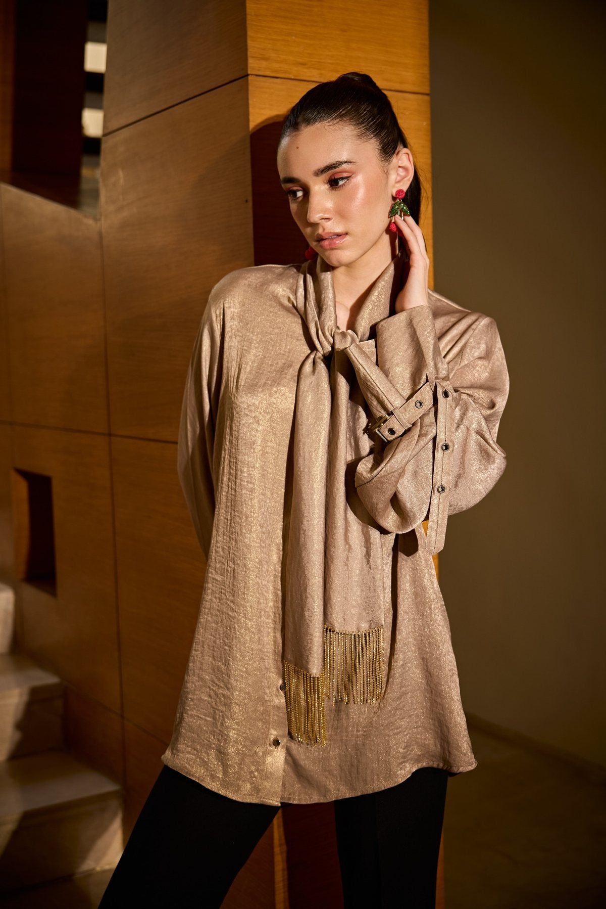 TASSEL TIE GOLDEN HOUR SHIRT