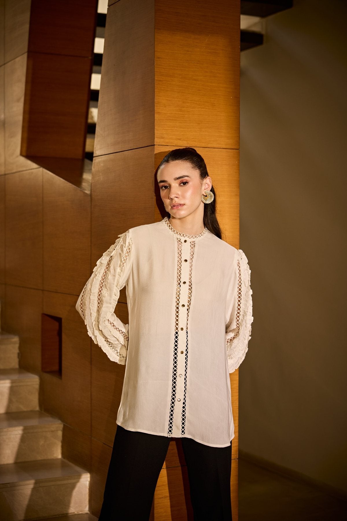 IVORY FLOUNCE SHIRT