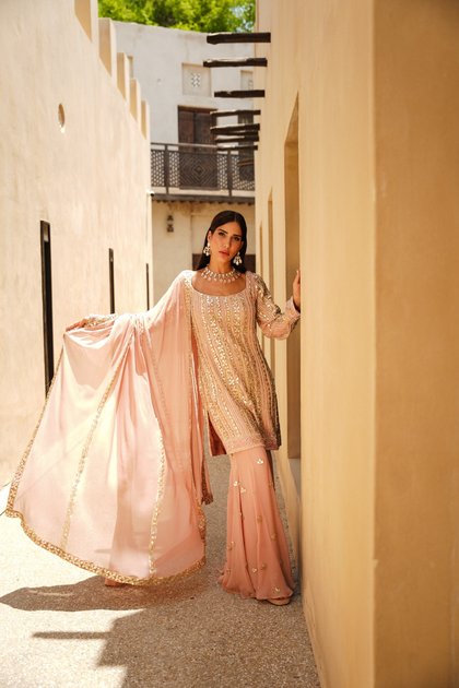 SALMON PINK PARISAA KALIDAR SHARARA