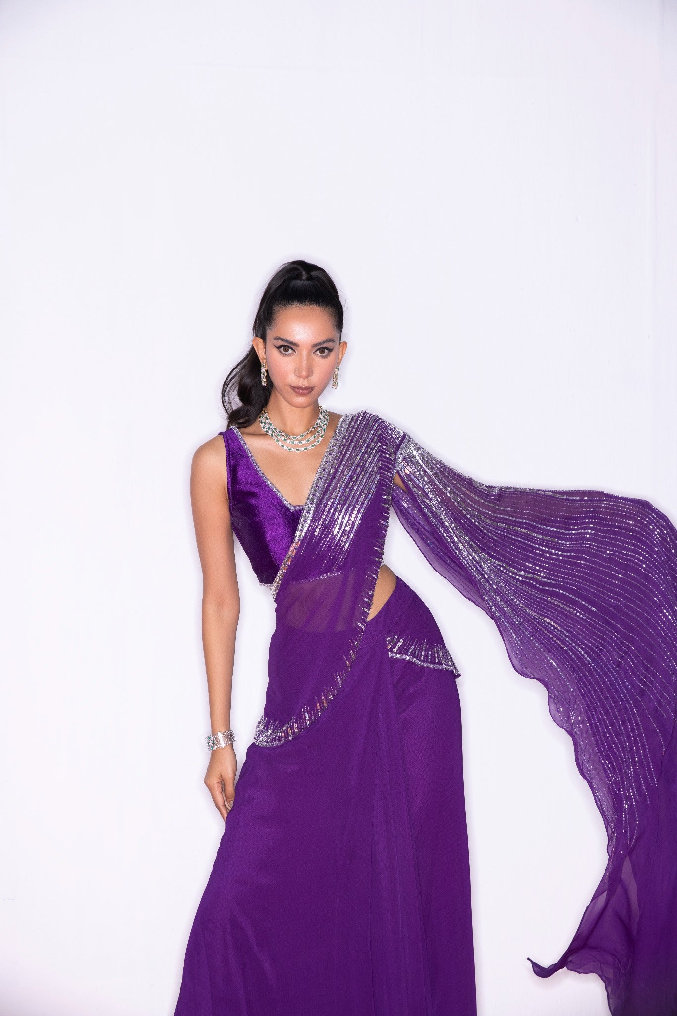 PURPLE DRAPE SAREE