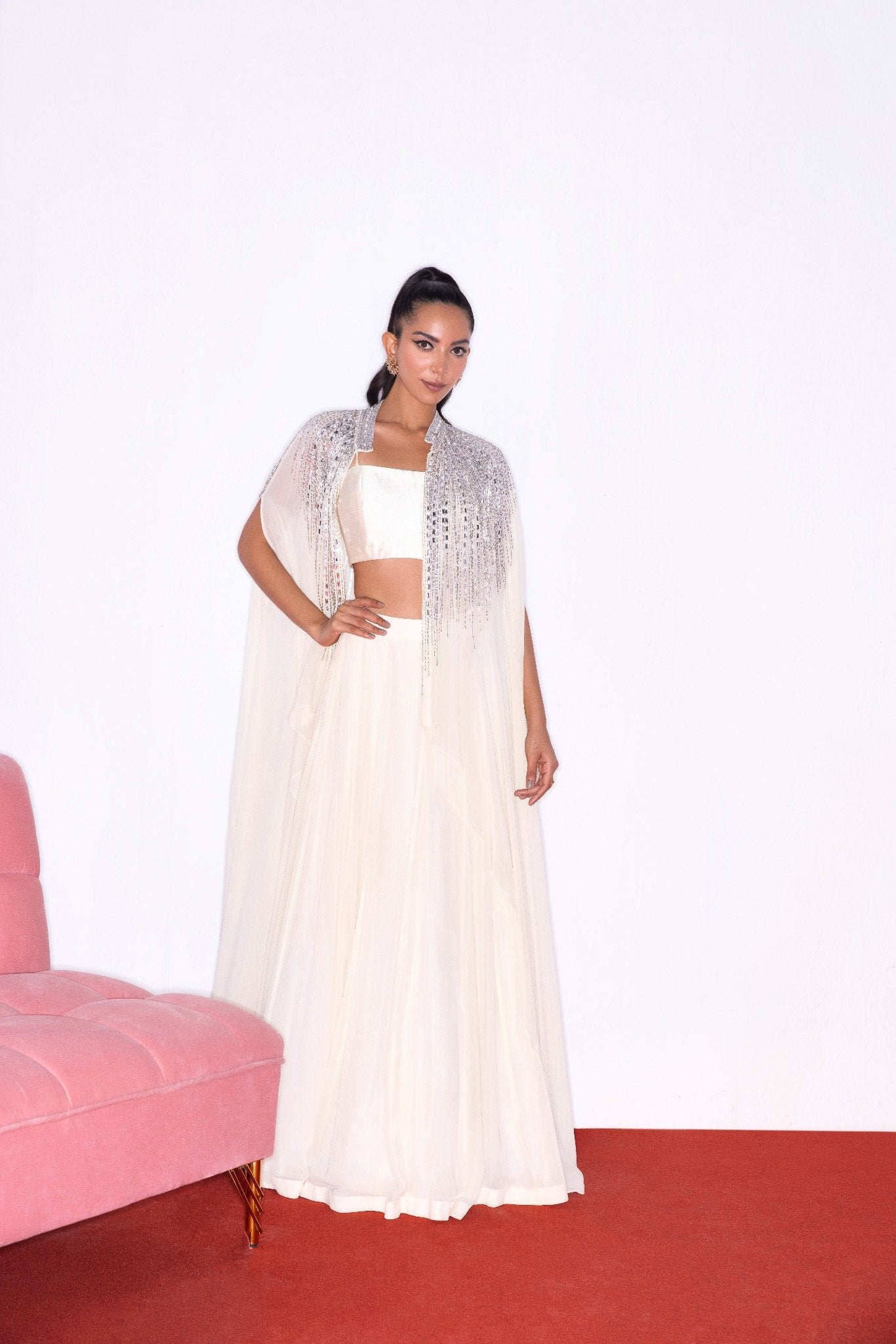 IVORY CAPE & LEHENGA SET