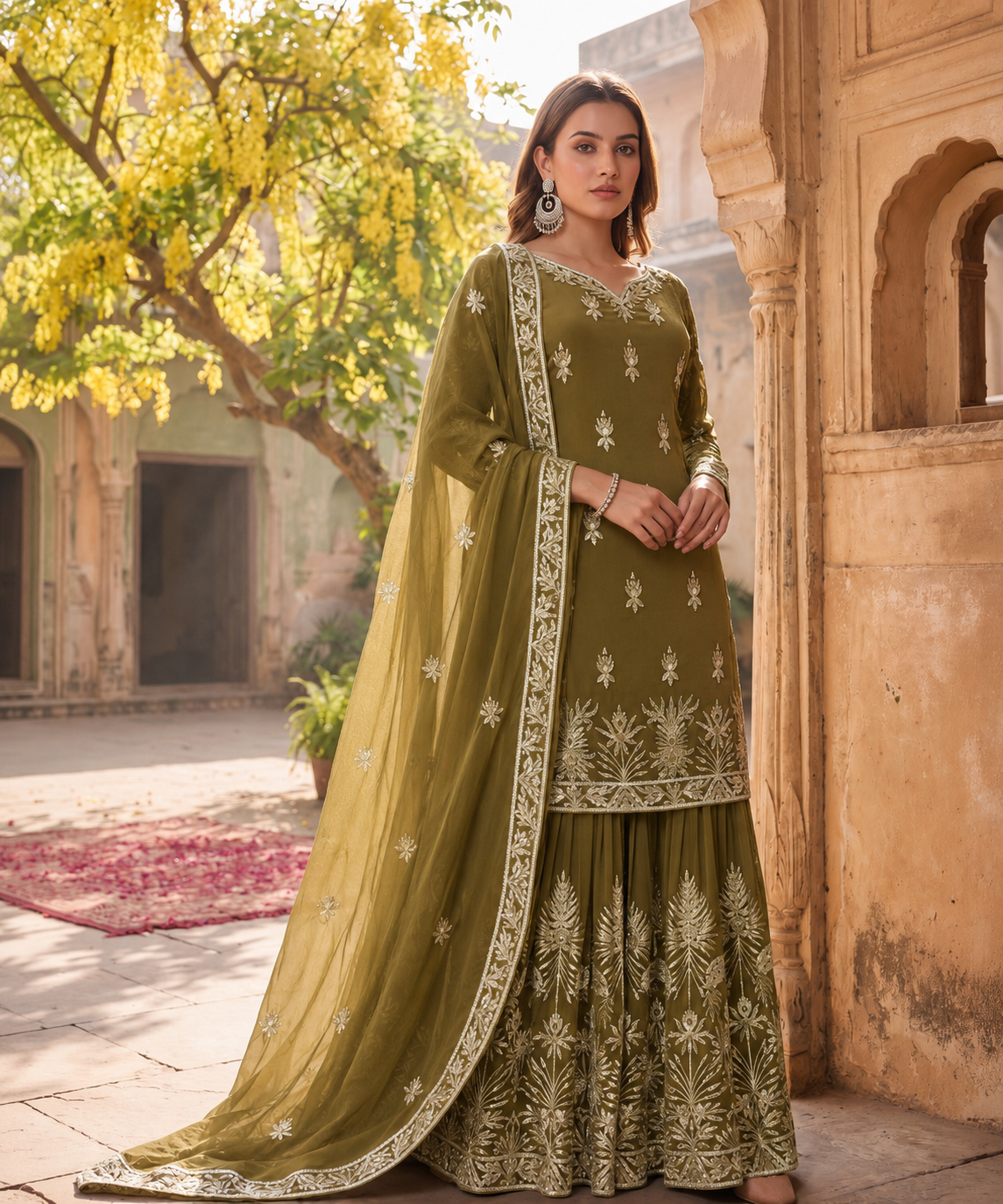 ROOHAB MINT GREEN SHARARA SET