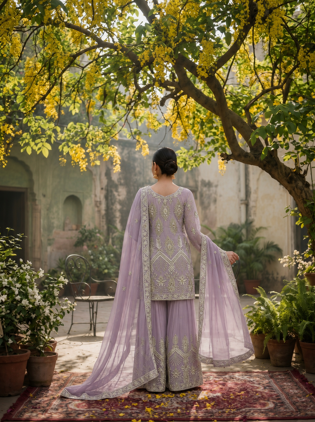 ROOHAB ROSE PINK SHARARA SET