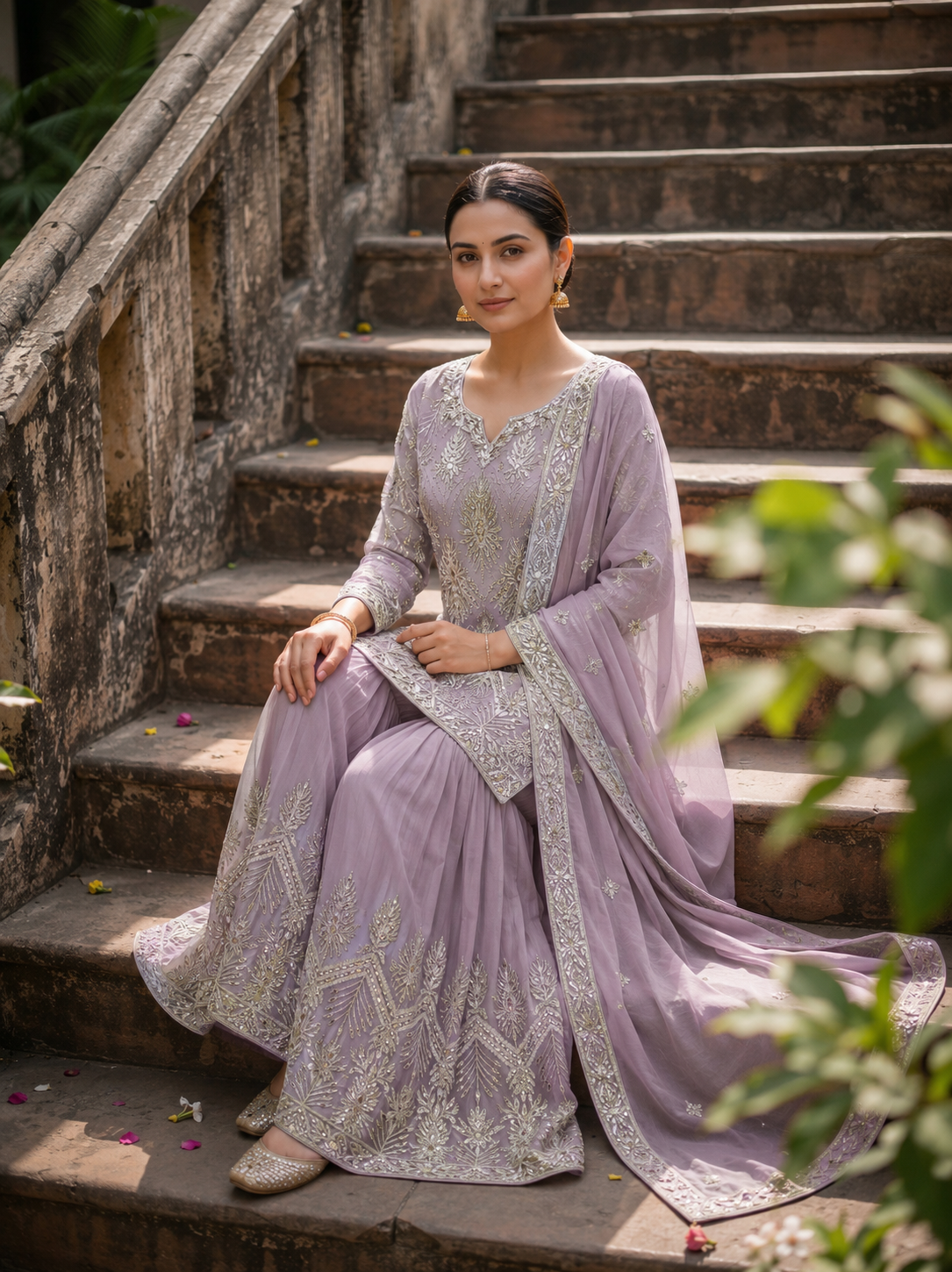 ROOHAB ROSE PINK SHARARA SET