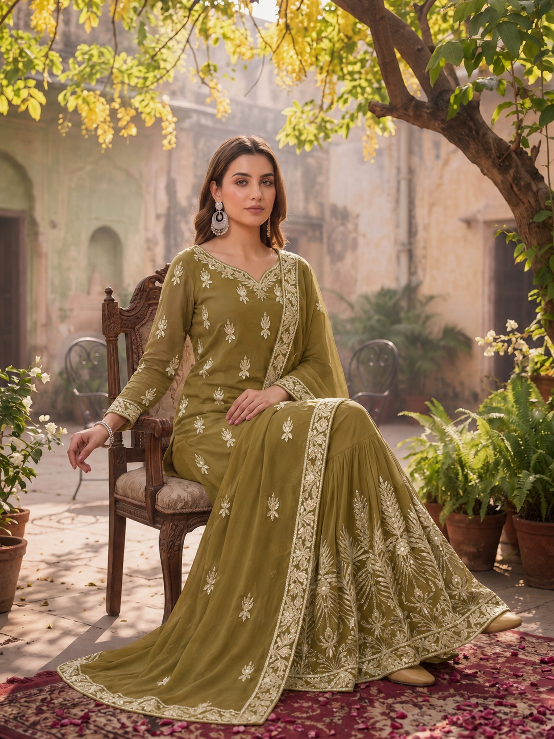 ROOHAB MINT GREEN SHARARA SET