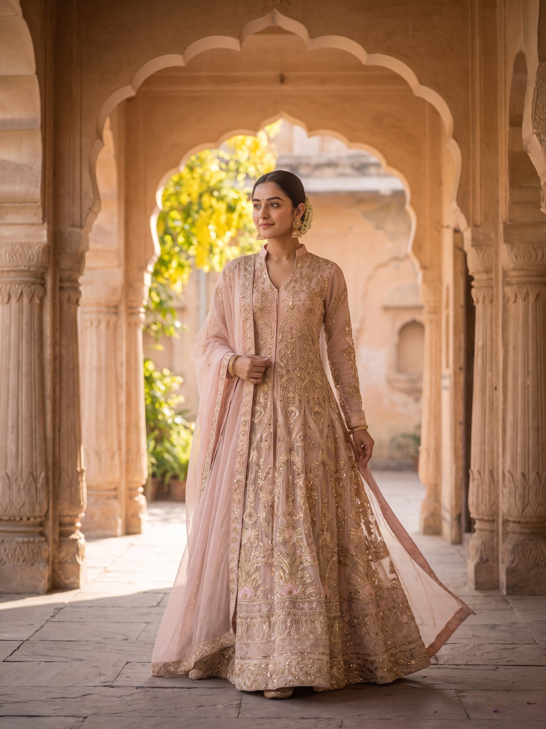 ROOHAB ROYAL ROSE PINK ANARKALI