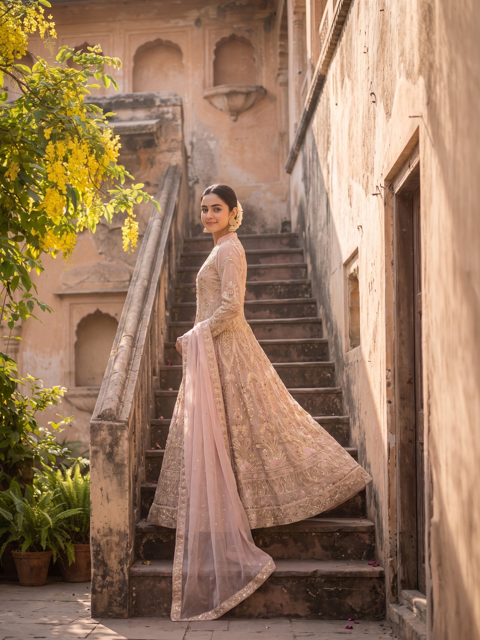 ROOHAB ROYAL ROSE PINK ANARKALI