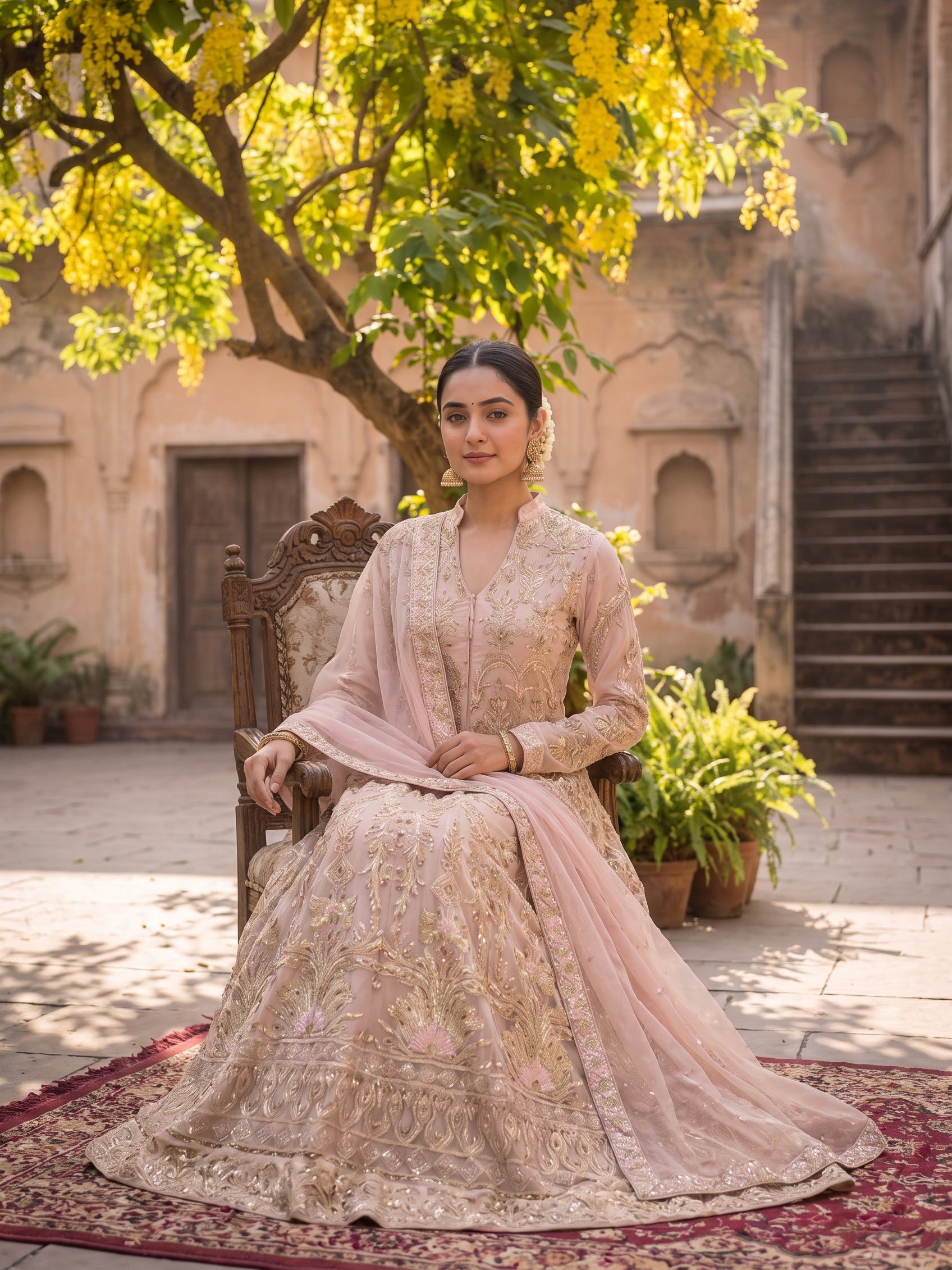 ROOHAB ROYAL ROSE PINK ANARKALI