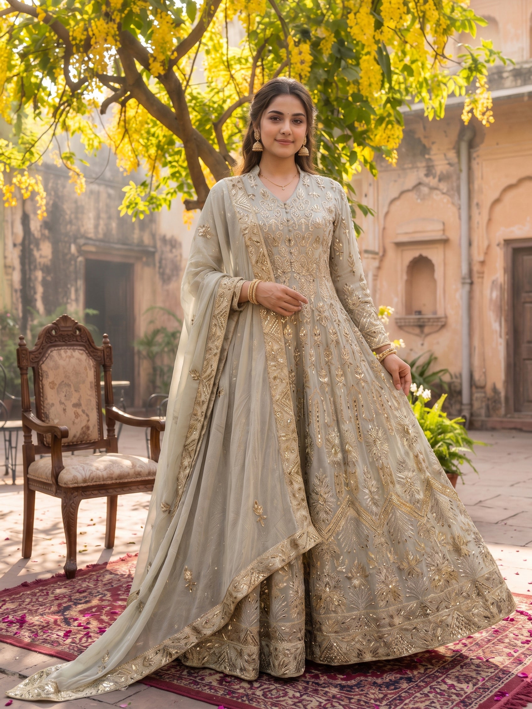 ROOHAB ROYAL SEA GREEN ANARKALI