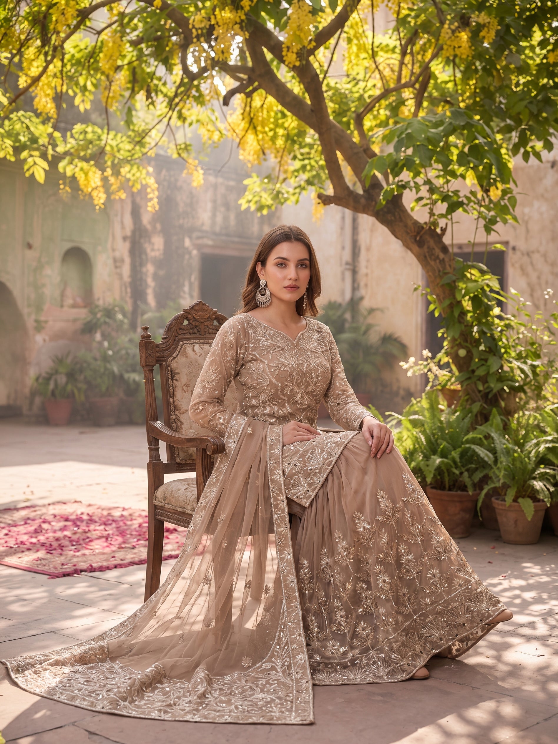 ROOHAB BEIGE SHARARA SET