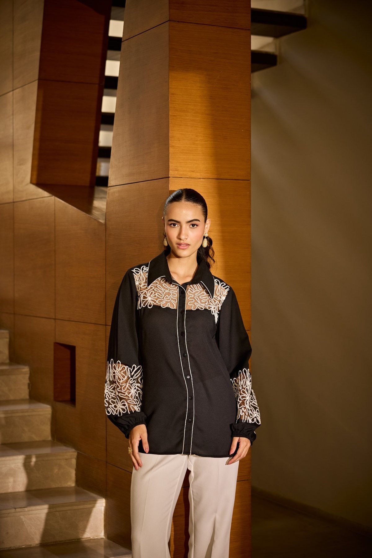 BLACK INTERACED WORK SHIRT