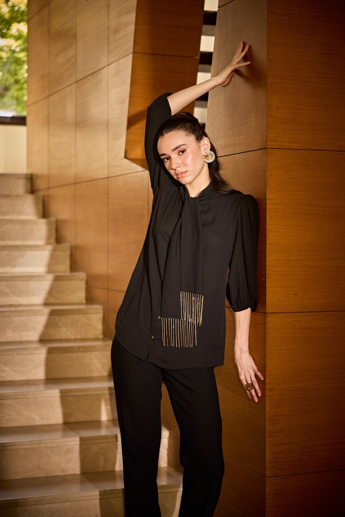 TASSEL TIE BLACK AFFAIR SHIRT