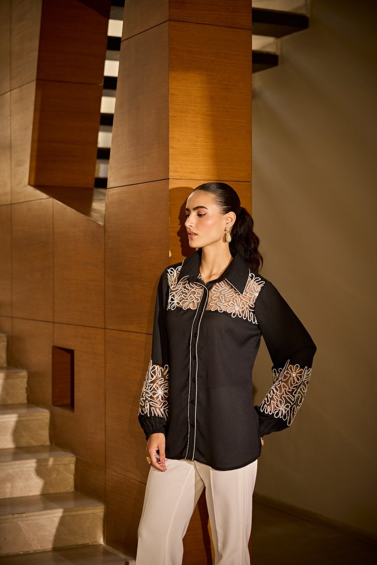BLACK INTERACED WORK SHIRT